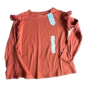 🌺 5 x 25 🌺 Cat & Jack Orange Long Sleeve Tee with Textured Fabric